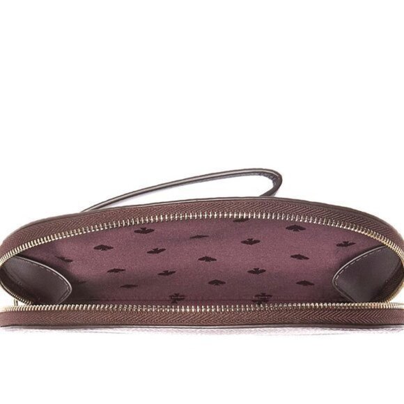 KATE SPADE Leather Rima Half Moon Wristlet Chocolate Cherry - Picture 3 of 13